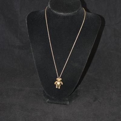 Boston Museum of Fine Arts Sterling Gold-Tone Teddy Bear with Chain 18" 12g