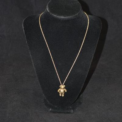 Boston Museum of Fine Arts Sterling Gold-Tone Teddy Bear with Chain 18" 12g