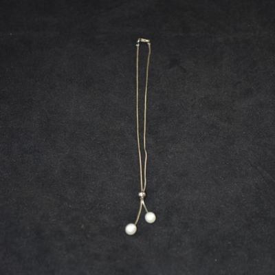 925 Sterling Cable Chain with 2 Cultured Pearls 16" 7.5g