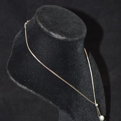 925 Sterling Cable Chain with 2 Cultured Pearls 16" 7.5g