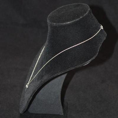 925 Sterling Chain w/ 925 Sterling Cross & Diamond Accent 18" 1.8g