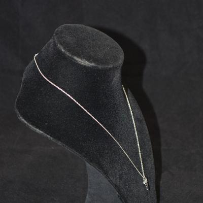 925 Sterling Chain w/ 925 Sterling Cross & Diamond Accent 18" 1.8g