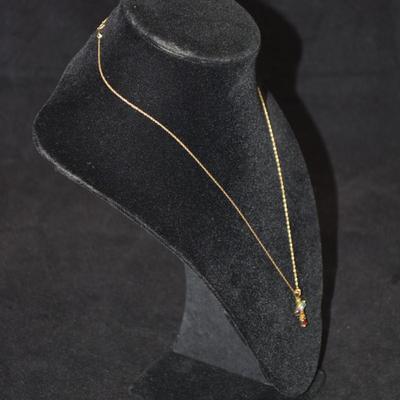 10k Chain with 10k Multi-Stone Cross Pendant 18" 1.4g