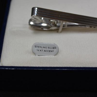 Sterling Tie-Clip with 14k Gold Accent 6.8g