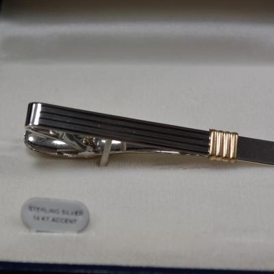 Sterling Tie-Clip with 14k Gold Accent 6.8g