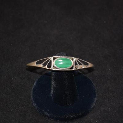 Vintage Silver & Malachite Adjustable Deco Cuff Bracelet 7" 10.6g