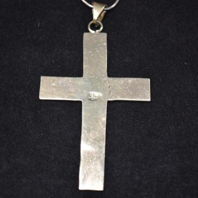 925 Sterling Enameled Cross on 925 Sterling Cable Chain 18