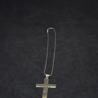 925 Sterling Enameled Cross on 925 Sterling Cable Chain 18" 13.9g