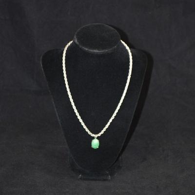 Heavy 925 Sterling Chain with 925 Sterling & Calcedony Pendant 18" 23.6g