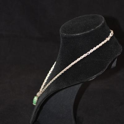 Heavy 925 Sterling Chain with 925 Sterling & Calcedony Pendant 18" 23.6g