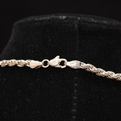 Heavy 925 Sterling Chain with 925 Sterling & Calcedony Pendant 18" 23.6g