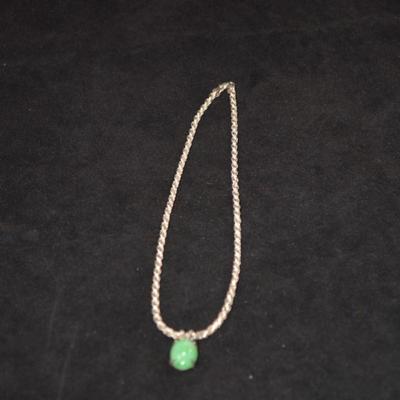 Heavy 925 Sterling Chain with 925 Sterling & Calcedony Pendant 18" 23.6g