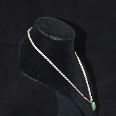 Heavy 925 Sterling Chain with 925 Sterling & Calcedony Pendant 18" 23.6g