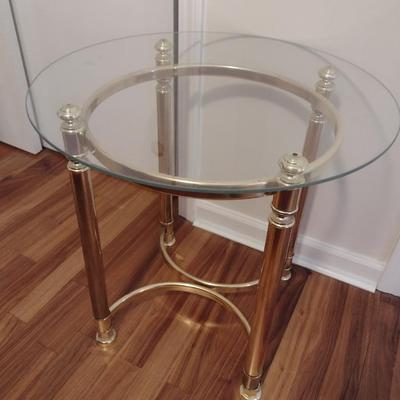 Brass Frame Glass Top Side Table