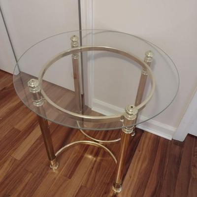 Brass Frame Glass Top Side Table