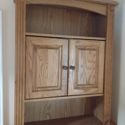 Oak Finish Top Hutch or Storage Cabinet
