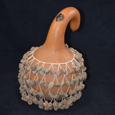 Authentic African SEKERE Shaker Rattle 11x7