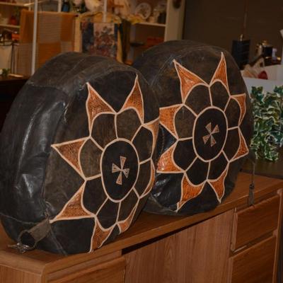 Large Leather & Snake Skin Turkish Pillows 22x8
