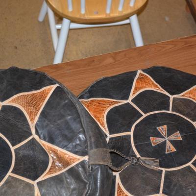 Large Leather & Snake Skin Turkish Pillows 22x8