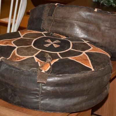Large Leather & Snake Skin Turkish Pillows 22x8