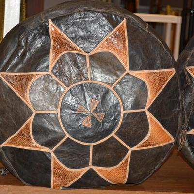 Large Leather & Snake Skin Turkish Pillows 22x8