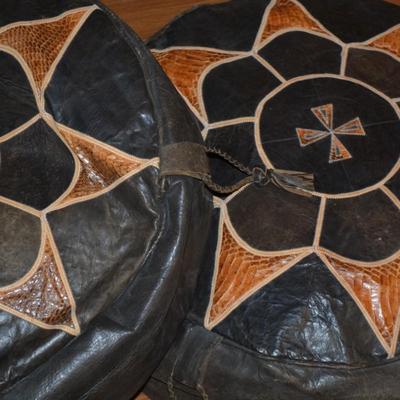 Large Leather & Snake Skin Turkish Pillows 22x8