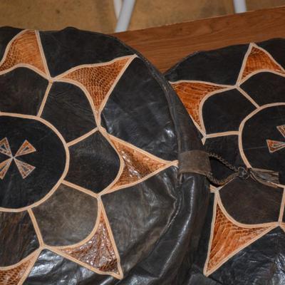 Large Leather & Snake Skin Turkish Pillows 22x8