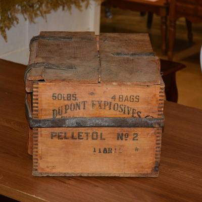 Antique Dupont "Pelletol" Explosives Crate 18x13x10