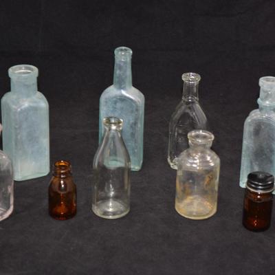Lot of Vintage Glass Medicine Bottles