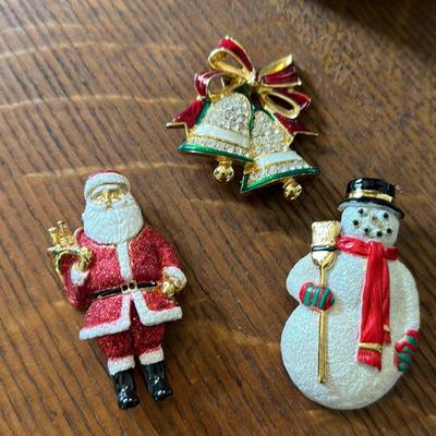 Vintage trio of Holiday Signed Brooches