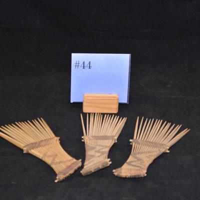 lot of 3 Handmade African Combs