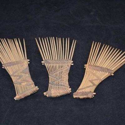 lot of 3 Handmade African Combs