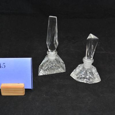 Set of 2 Antique Czech Crystal Perfume Bottles 5" & 6"