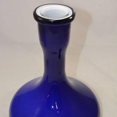 Cobalt Blue Hand-Blown Vase/Decanter with Stopper 11.5" Tall