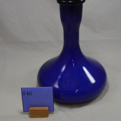 Cobalt Blue Hand-Blown Vase/Decanter with Stopper 11.5" Tall