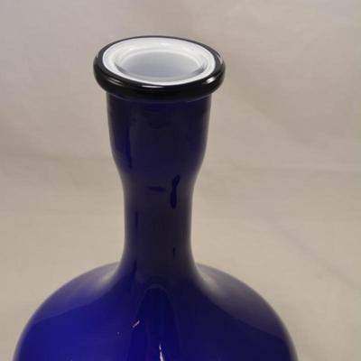 Cobalt Blue Hand-Blown Vase/Decanter with Stopper 11.5" Tall