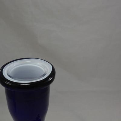Cobalt Blue Hand-Blown Vase/Decanter with Stopper 11.5" Tall