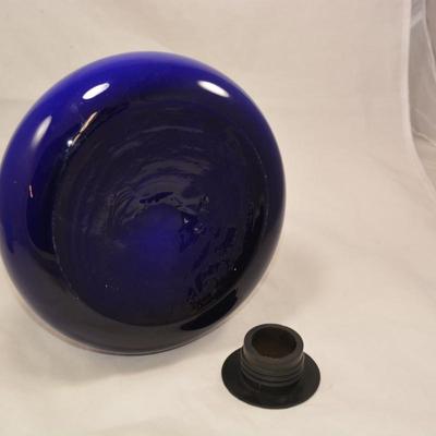 Cobalt Blue Hand-Blown Vase/Decanter with Stopper 11.5" Tall