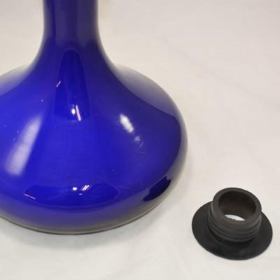 Cobalt Blue Hand-Blown Vase/Decanter with Stopper 11.5" Tall