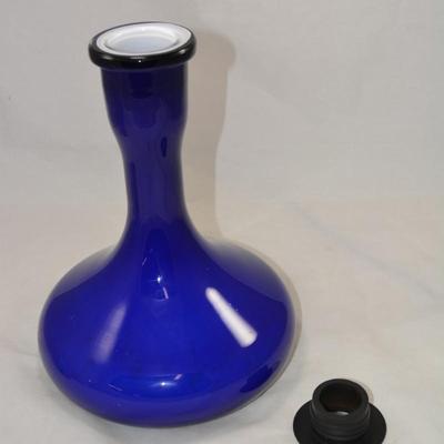 Cobalt Blue Hand-Blown Vase/Decanter with Stopper 11.5" Tall