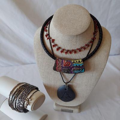 Leather and Pewter Beaded Jewelry (PB2-BBL)