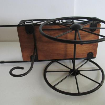 Lot 291: Small Tabletop Size Plant Stand, Iron and Wood