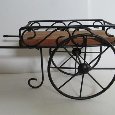 Lot 291: Small Tabletop Size Plant Stand, Iron and Wood