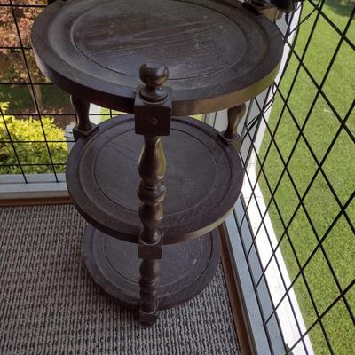Faux Wood Composite Formed Triple Tier Plant Stand