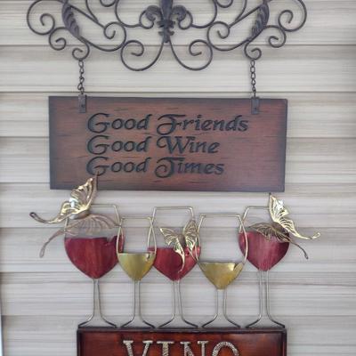 Wall Plaques Wine Theme Decor Metal Art and Wrought Metal
