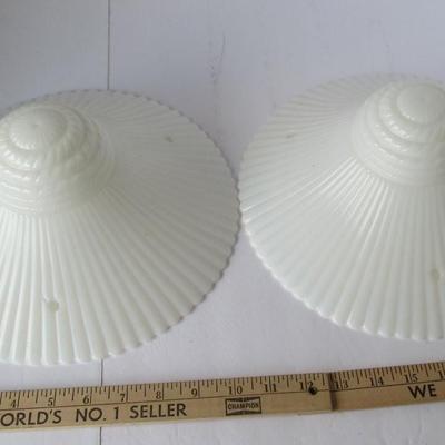 Lot 293:  Two Matching Depression Glass Petal Monax Ceiling Lamp Shades