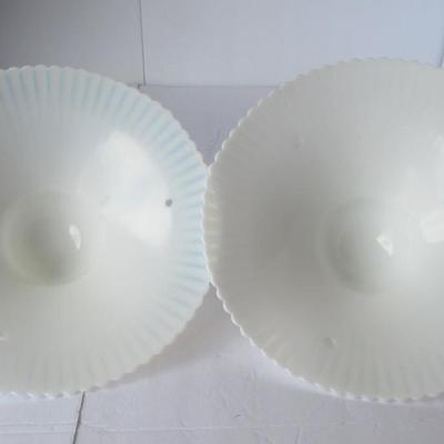 Lot 293:  Two Matching Depression Glass Petal Monax Ceiling Lamp Shades