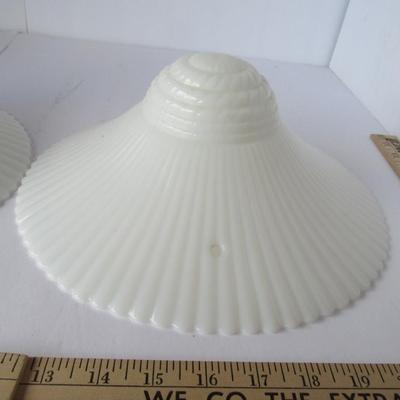 Lot 293:  Two Matching Depression Glass Petal Monax Ceiling Lamp Shades