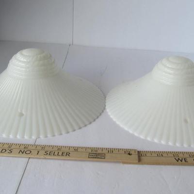 Lot 293:  Two Matching Depression Glass Petal Monax Ceiling Lamp Shades