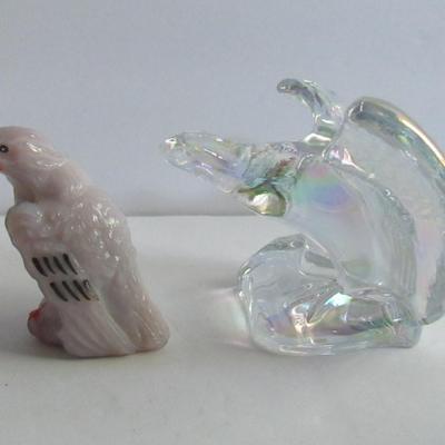 Lot 295:  Boyd Glass Hand Painted Eagle and Carnival Glass Eagle